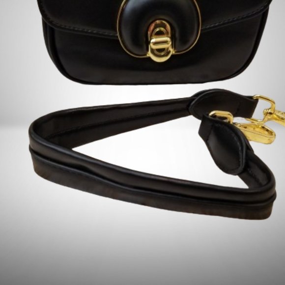 NWT! LOPPOP Black Faux Leather Purse Shoulder Bag w/Two Detachable Straps - Picture 10 of 11